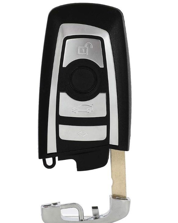BMW 4 Series style remote key fob with lock, unlock and boot buttons and a separate emergency blade below it